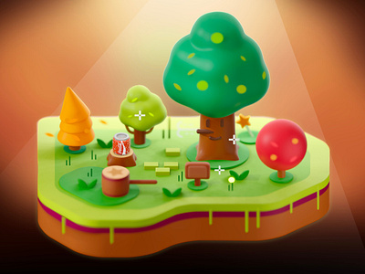 Wisby Woods 3d blender cute forest island kawaii tree wind