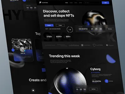 NFT Web - Landing Page art crypto crypto web cryptocurrency dark mode eth etherium home page marketplace nft nft web nft web design nfts platform token uiux web web design web designer website