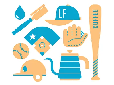 Left Field Coffee Icons baseball coffee field glove hat icon left roasters sports