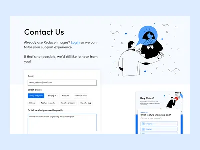 Landing Page - Contact - Reduce Images [6] illustration landing page ui ux visual design web design