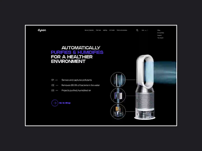 Dyson. Air Purifier Technology animation design minimal ui ux web