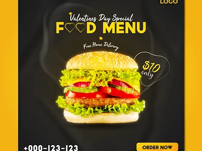 Food Menu Social Media Post banner graphic design illustrator social media