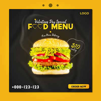 Food Menu Social Media Post banner graphic design illustrator social media