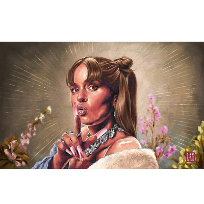 Holy Rosalia 2d adobe photoshop art art direction contemporary contemporary art creative digital illustration editorial fanart icon illustration people portrait rosalia woman