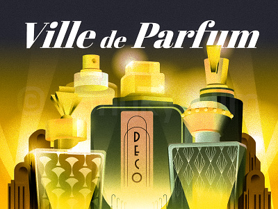 Ville de Parfum - etude 1930s architecture art deco building cityscape illustration perfume