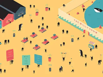 Free Willy - Shelf Heroes amusement park arcade balloons circus clowns films free willy fun illustration isometric kids killerwhale movies people rides shelf heroes waterpark whales willy yellow