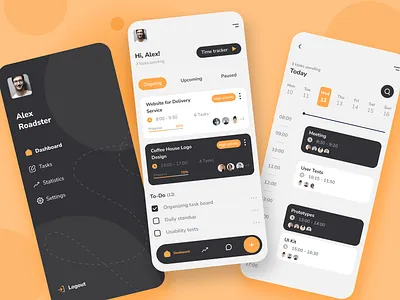 Task Management App account app calendar dashboard ios design mvp planer profile progress tracker project management task list task manager team teams time tracker ui
