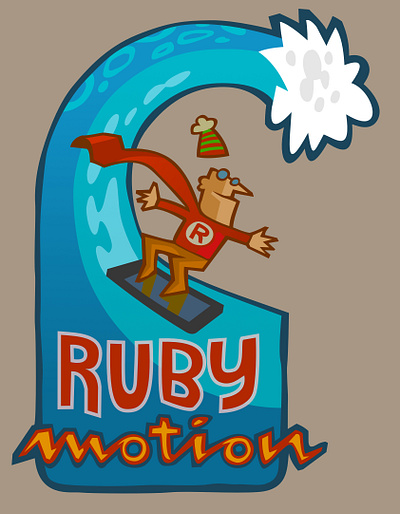 Ruby Motion illustration logo surfing typography vector wave