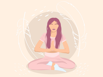 Relaxing girl in lotus position doing yoga adobeillustrator cute girl graphic design graphicdesign health illustration meditation pink relax sport yoga yogacentre