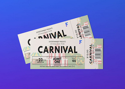 Free Carnival Ticket Mockup branding carnival design free illustration logo menu mockup psd template ticket ui ux vector