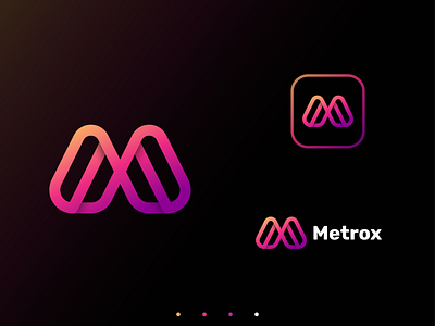 M Lettemark - Metrox Logo abstract logo app brand guidelines brand identity branding gradient logo icon illustration logo design logo inspiration logo presentation logo trend 2022 logotype m lettermark minimal modern logo monogram negative space ui