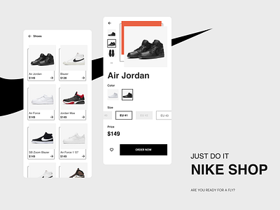 NIKE SHOP application buy design ecommerce favorite interface mobile mobile app nike shoe shop ui ux