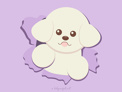 bichon frise animals animals illustration bichon frise cute cute art dog dog art flat flat illustration illustration puppy puppy art purple vector vector art