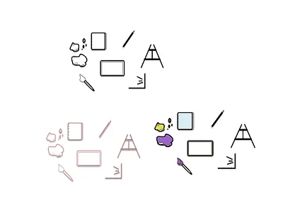 Art Supplies Icons (Different Colors) art art supplies branding design figma graphic design icons illustration logo vector