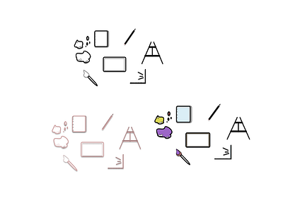 Art Supplies Icons (Different Colors) art art supplies branding design figma graphic design icons illustration logo vector