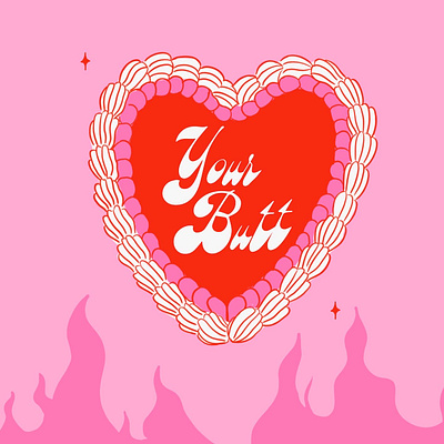 To My Valentine('s Butt) butt cute design hearts illustration lettering valentine vintage valentine your crush