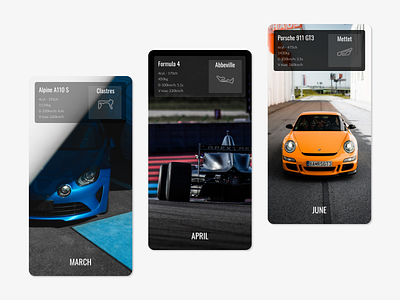 Racing Sessions banner car card cards interface minimal mobile mobile ui motorsport racing sportscar ui ui design