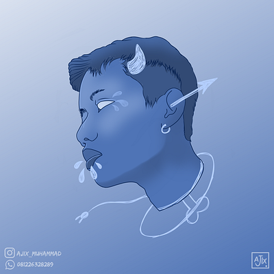 Blue Human Head illustration