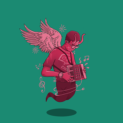 Dance with the Accordion graphic design illustration vector