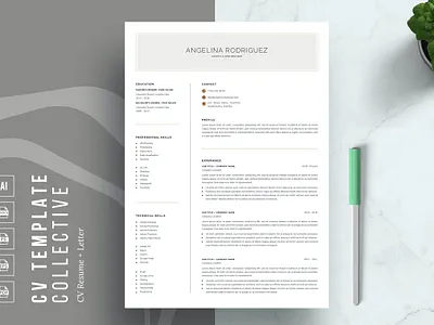 CV Template | Resume for Word 2 page resume branding cover letter cover letter template creative cv creative resume curriculum vitae cv cv resume cv template cv word illustration job resume logo modern resume modern resume template professional resume resume for mac resume template simple resume