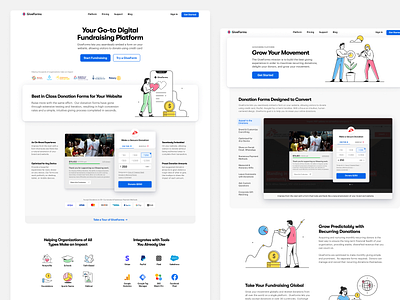 GiveForms Website Refresh design donation donation form donations headers illustration landing ngo nonprofit ui ux web web app webpage website