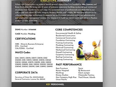 Capability Statement for URBANLINK branding graphic design