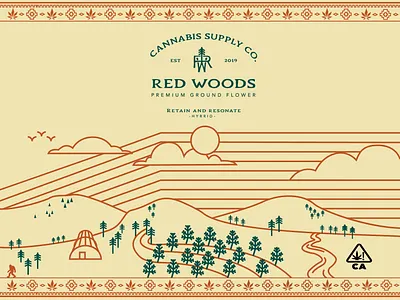 Red Woods Cannabis Packaging layout bigfoot brandidentity branding cannabis branding cannabis logo cannabis packaging design illustration logo package design pattern pattern design
