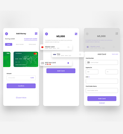 Saving App add card add money design fintech mobile app ui user experience ux