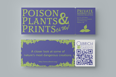 Event Promotion: Poison, Plants, & Prints Opening Reception botanical botanical garden exhibit garden museum olbrich opening reception plant poison poisonous print