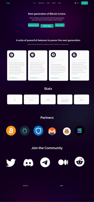 Designed a landing page for a Crypto website