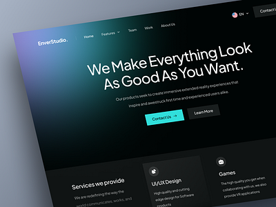 Enver Studio - Hero Sec Concept 🚀 agency app branding clean creative design design studio digital agency gradient hero landing page minimal minimalist mobile modern retro saas ui web website