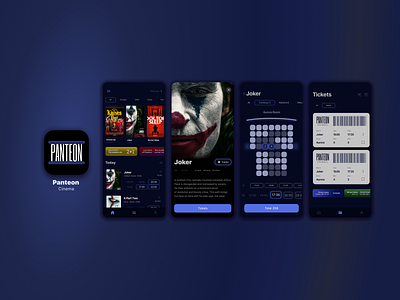 Panteon — Cinema Franchise App app branding cinema design franchise logo ticket ui ux