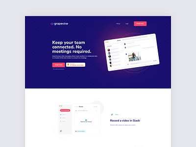 Grapevine - Video Platform Feature Illustration Design 2022 clean conference creative design illustration landing page minimal platform typography ui ui design uiux ux video video conference video platform video platform landing video platform website website