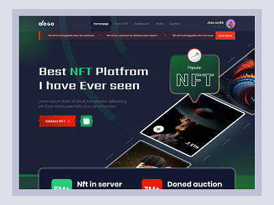 Nft market web landing page UI design landing landingpage product ui ux web webdesign website