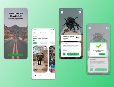 TRAVELEUX: Mobile Travel App flight mobile app tourism travel trip ui