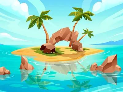 Isolated Island beach island palm tree sea sky