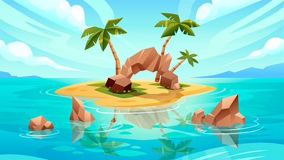 Isolated Island beach island palm tree sea sky