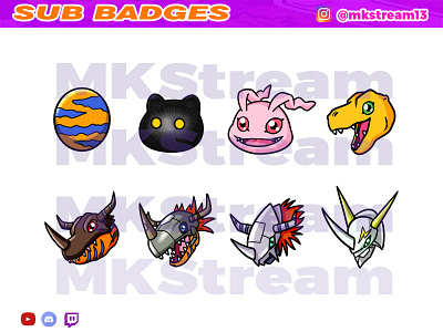 Twitch sub badges digimon agumon evolution pack agumon animated emotes anime cute design digimon emotes greymon hype illustration omegamon omnimon sub badge wargreymon