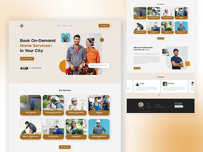 Home Services Website Design carpenter design gardener home page home service website home services home services website home working house services landing page latest one pager plumber services services website single page website ui