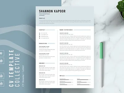Simple CV Template 2 page resume cover letter cover letter template creative cv creative resume curriculum vitae cv cv resume cv template cv word design illustration job resume logo modern resume modern resume template professional resume resume for mac resume template simple resume