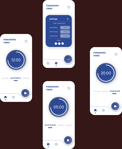 POMODORO TIMER app design graphic design typography ui ux