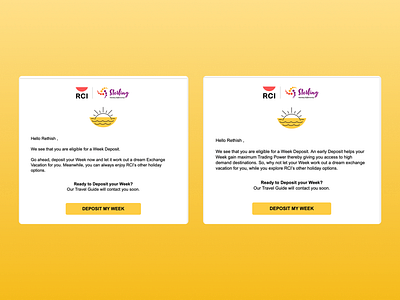 RCI Week Deposit: Emailer microcopy ui ux uxwriting