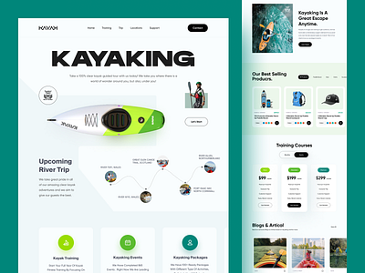 Kayaking Website. activity adventure sport colour dribbble2022 ecommerce holiday kayak kayaking landing page design orix product cart sajon shop sports sportswear travel typography web design webdesign website