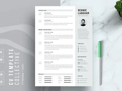 CV|Resume Template 2 page resume cover letter cover letter template creative cv creative resume curriculum vitae cv cv resume cv template cv word design illustration job resume modern resume modern resume template professional resume resume resume for mac resume template simple resume