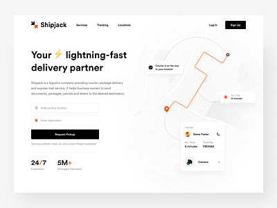 Shipjack – Transport & Logistics clean courier delivery logistics minimalist package ship shipping track transport ui ui design web