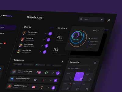 Freelancer Dashboard clean clean design clean ui dark dark theme dashboard dashboard design dashboard interface dashboard ui desktop figma freelancer freelancer ui interface design modern design ui ui design ui ux user interface web app