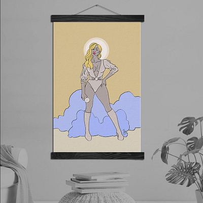 Poster illustration "Beyonce" affiche beyonce black drawing gold iconic illustration purple star