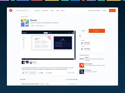 Mozaik - Free Webflow component library cloneables components library luka templates webdesign webflow