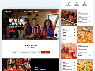 Sports bar - Web design design flat food landing menu resturant sportsbar ui uiux web design website