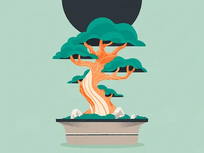 Illustration process – Bonsai artwork blog bonsai design design process digital art drawing graphic design illustration ipad pro nature poster print procreate texture tree tutorial